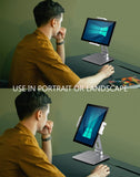 Tablet Stand Holder, Heavy Aluminum Alloy Multi-Angle Foldable iPad Holder Stand for 4.7''- 13'' Screen Surface Pro Series, iPad Series, Pro, Mini, Air, Samsung Galaxy Tabs and More (Silver)