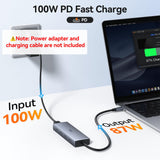 USB C Hub Dual 4K@60Hz USB C Adapter for Dell HP, 100W PD USB C Splitter