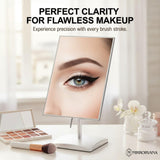 MIRRORVANA Large Table Desk Mirror with Stand for Office Desktop, Makeup Vanity and Bathroom Countertop - Personal Adjustable Face Mirror - 9.8" x 7"