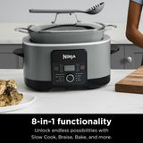 8.5 Quart Multi-Cooker, with 8-in-1 Slow Cooker, Dutch Oven, Steamer, Glass Lid Integrated Spoon, Nonstick Ninja