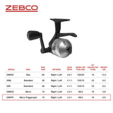 Zebco 33 Micro Spincast Fishing Reel, Size 10 Reel, Changeable Right- or Left-Hand Retrieve, Built-In Bite Alert, Durable All-Metal Gears, Pre-Spooled with 4-Pound Zebco Cajun Line, Silver/Black