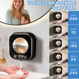 Automatic Soap Dispenser, 320ML Touchless Smart Hand Soap Dispenser, 5 Adjustable Soap Levels, Rechargeable Wall Mounted Electric Foam Soap Dispenser for Bathroom Kitchen Office (Black)