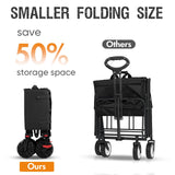 Portal Collapsible Wagon with Brakes, Heavy Duty Utility Cart with All-Terrain Wheels, Portable Folding Wagons for Camping, Beach, Garden, Shopping, and Groceries