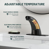 Touchless Bathroom Sink Faucets, Greenspring Automatic Faucet Bathroom Commercial Motion Sensor Faucet Battery or Plug-in Powered with Control Box and Temperature Mixer, Black