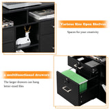 VINGLI Wood Mobile File Cabinet with 4 Drawers and Shelves, Printer Stand with Open Storage, Black