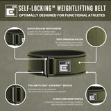 Self-Locking Weight Lifting Belt | Premium Weightlifting Belt for Serious Functional Fitness, Weight Lifting, and Olympic Lifting Athletes| Lifting Belt for Men and Women (Small, Green)