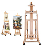 Heavy Duty Painting Easel Red Beech Wood Display Easel Stand Vertical & Horizontal Folding Sketch Easel H-Frame Artist Easel Oil Painting Easel Stand for Adults, Beginners, Artists