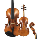 Professional Handcrafted European Violin – Solid Italian Spruce Top & European Maple Back | German Thomastik Strings | French Bridge | Carbon Fiber Tailpiece | Includes Bow & Case (Full Size 4/4)