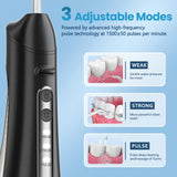 Water Flosser, Water Dental Flosser Pick for Teeth, IPX7 Waterproof Oral Irrigator, 3 Modes 4 Replaceable Jet Tips, Professional Flossing Cleaning Picks for Home Travel Gums, Braces Care (Black)