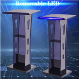 Acrylic Podium Stand with Led Light, Clear Podium with Storage Shelf, Portable Lecterns Pulpit MeiMeiDa