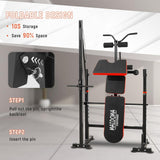 Foldable 1500LBS 8 IN 1 Weight Bench Set with Rack, Leg Extension