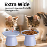 KITCHENLESTAR Ceramic Elevated Cat Bowls - 6.2 Inch Extra Wide Raised Cat Food and Water Bowl Set for Indoor Cats, Whisker-Friendly Ceramic Cat Dish for Elder Big Cats & Small Dogs,Light Purple,2 Pack
