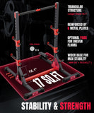 Squat Rack with Adjustable Pull-Up Bar & Extended Safety Arms, 35"-67" Width, Fixed 83” Frame Height, Pull-Up Bar Height 71.5"-80.5", Fits 6FT & 7FT Barbells