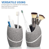 Bathroom Accessory Set,4 Pieces Bathroom Decor Accessories Complete Set Vanity Countertop Accessory Set,Includes Bathroom Soap Dispenser Set,Toothbrush Holder Set,Tumbler,Soap Dish,Grey Granite