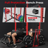 Mikolo F4 2.0 Power Cage with Dual-Track Smooth Pulley System, 1200LBS Power Rack with Leg Hold-Down for Heavy LAT Pulldowns, All-in-One Squat Rack