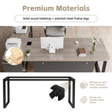 Large Office Desk with Cable Management, Reversible Corner Computer Desk, Modern Workstation for Business Office