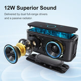 DOSS SoundBox Touch Wireless Bluetooth Speaker with 12W HD Sound and Bass, IPX5 Waterproof, 20H Playtime, Touch Control, Bluetooth 5.0, Handsfree, Speaker for Office, Home, Outdoor, Travel-Upgraded DOSS