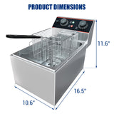Commercial Deep Fryer, 6.3 QT/6 L Electric Deep Fryer with Single Basket and Lid, Stainless Steel Deep Fryer with Temperature Control