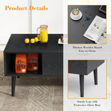 Lift Top Coffee Table with Hidden Storage and Open Shelf, Modern Wood Coffee Table for Living Room, Rising Tabletop Center Table for Small Spaces, Black Multifunctional Cocktail Table