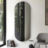 ZHUNFA Arched Full Length Floor Mirror, Oval Full Floor Mirror, Large Wall Mounted Arched-Top Body for Living Room, Bedroom, Bathroom, Entryway, Dressing Room (Black, 64 * 21)