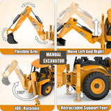 FANXMF RC Backhoe Wheel Loader 2.4G Fully Functional 1/20 Remote Control Excavator Bulldozer Back Hoe Truck Tractor Digger Heavy Duty Construction Vehicle Engineering Trucks