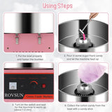 ROVSUN 21 Inch Cotton Candy Machine Commercial, Candy Floss Maker Electric Cotton Candy Maker w/Cart Stainless Steel Bowl, Sugar Scoop and Large Storage Drawer for Home Party Carnival