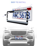 BGGTMO American Flag License Plate Frames- Black Stainless Steel Car Tag Holder Printed with USA Flag Pattern, 2 Hole 2 Pack with Screws Caps Decals for Front Rear