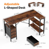 OLIXIS 55" L Shaped Gaming Computer Desk with Drawers and Power Outlet