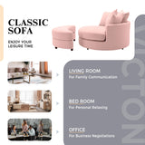 ERYE 49.2-Inch Oversized Round Accent Barrel Chair 360 Swivel Lounge Armchair W/Storage Ottoman