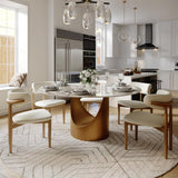 POVISON 59" Round Dining Table Set, Sintered Stone Table with 6 Chairs