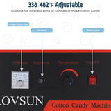 ROVSUN Cotton Candy Machine Commercial, 21 Inch Candy Floss Maker Electric Cotton Candy Maker w/Stainless Steel Bowl, Sugar Scoop and Large Storage Drawer for Home Party Carnival