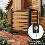 Outdoor AC Fence Screen, 3 Panel Wood Privacy Fence 38 x 42 Inch