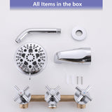 CISTPOFS 3 Handle Tub Shower Faucet Chrome Tub and Shower Trim Kit with Rough-in Valve Bathtub Shower Faucet Set with Tub Spout Wall Mounted