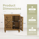 MFSTUDIO Brown Carved Cabinet, Entryway Buffet Cabinet with Storage