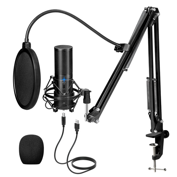 TONOR USB Gaming Microphone, PC Streaming Mic Kit for PS4/5/Discord/Twitch Gamer, Condenser Studio Cardioid Microfono for Podcasting, Recording, Content Creation, Singing with Adjustable Arm Stand Q9 TONOR
