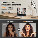 10'' Desk Ring Light with Stand – Zoom Lighting with Phone Holder for Computer・Video Calls・Conference – CRI95 LED Adjustable Circle Light, 10'' Large Lamp Head, Content Creator Friendly