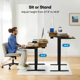 55" x 26" Electric Standing Desk with 2 Drawers & 26.7" Large Keyboard Tray, C-Clamp Mount Compatible
