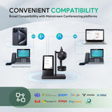 Wireless Headset with 4" Screen, DECT Headset for Zoom Skype Certified, Bluetooth Headset with 525ft Range, Full-Duplex Speaker, 13h Call Time, Office Yealink