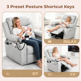Electric Nursery Recliner Chair, Triple Motor Power Glider, 270° Swivel Rocking Chair with Adjustable Armrests, 8-Point Massage & Lumbar Heating, Phone Holder & Storage, Upholstered Nursing Chair