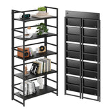 Multifunctional Folding Bookshelf, No-Assembly Plant Stand Storage Rack Shelves for Home Office