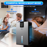 PSOS Dehumidifier, Dehumidifiers for Home, 98 OZ Water Tank, (1000 sq.ft) Quiet Dehumidifier for Basement Bedroom Bathroom with Humidity Display, Auto Shut Off, Relaxing 7 Color Ambient Light(Gray)
