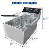 Commercial Deep Fryer, 11.5 QT/11 L Electric Deep Fryer with Single Basket and Lid, Stainless Steel Deep Fryer with Temperature Control