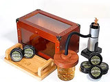 Old Fashioned Whiskey Smoker Box Kit With Dual View, Magnetic Clasp, Glass Smoker Top & Bamboo Tray For Bourbon Whiskey