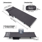 ONETIGRIS SUPRAGRIS Camping Cot, Support Up to 400lbs, Lightweight Comfortable Folding Bed for Camping, Hiking, Backpacking, Travel, Car Trips, Office Nap (Gray)