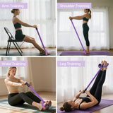 Hacole Resistance Bands with Handle, 6-Tube Elastic Foot Pedal Resistance Band, Natural Rubber Ankle Puller Sit-up Exercise, Multifunction Fitness Band for Abdomen