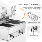 ROVSUN 24.9QT Electric Deep Fryer w/Frying Baskets Timer Drains & Lids, Dual Tank Kitchen Countertop Commercial Frying Machine, Adjustable Temperature, for French Fries Donuts Onion Rings, 3400W 110V