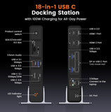 TobenONE Laptop Docking Station 3 Monitors, 8 USB Ports, 150W Adapter