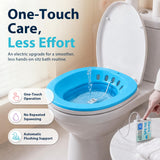 Pochik Electric Sitz Bath for Toilet Seat, Collapsible Portable Soaking Tub for Hemorrhoids and Postpartum Care, Automatic Flushing Sitz Bath Basin with Adjustable Flow - Indigo
