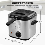 Electric Deep Fryer 1.5 Liter Capacity, Lid with Viewing Window, Removable Frying Basket, Adjustable Temperature OVENTE