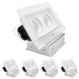 LUXRITE 2-Head Regressed Trimless Gimbal LED Recessed Spotlight, 360°+15° Swivel Rotation, 5CCT 2700K-5000K, CRI90, 30W, 2000 Lumens, 60° Beam, Rectangle White, Dual Dimmable, IC & Wet Rated (4 Pack)
